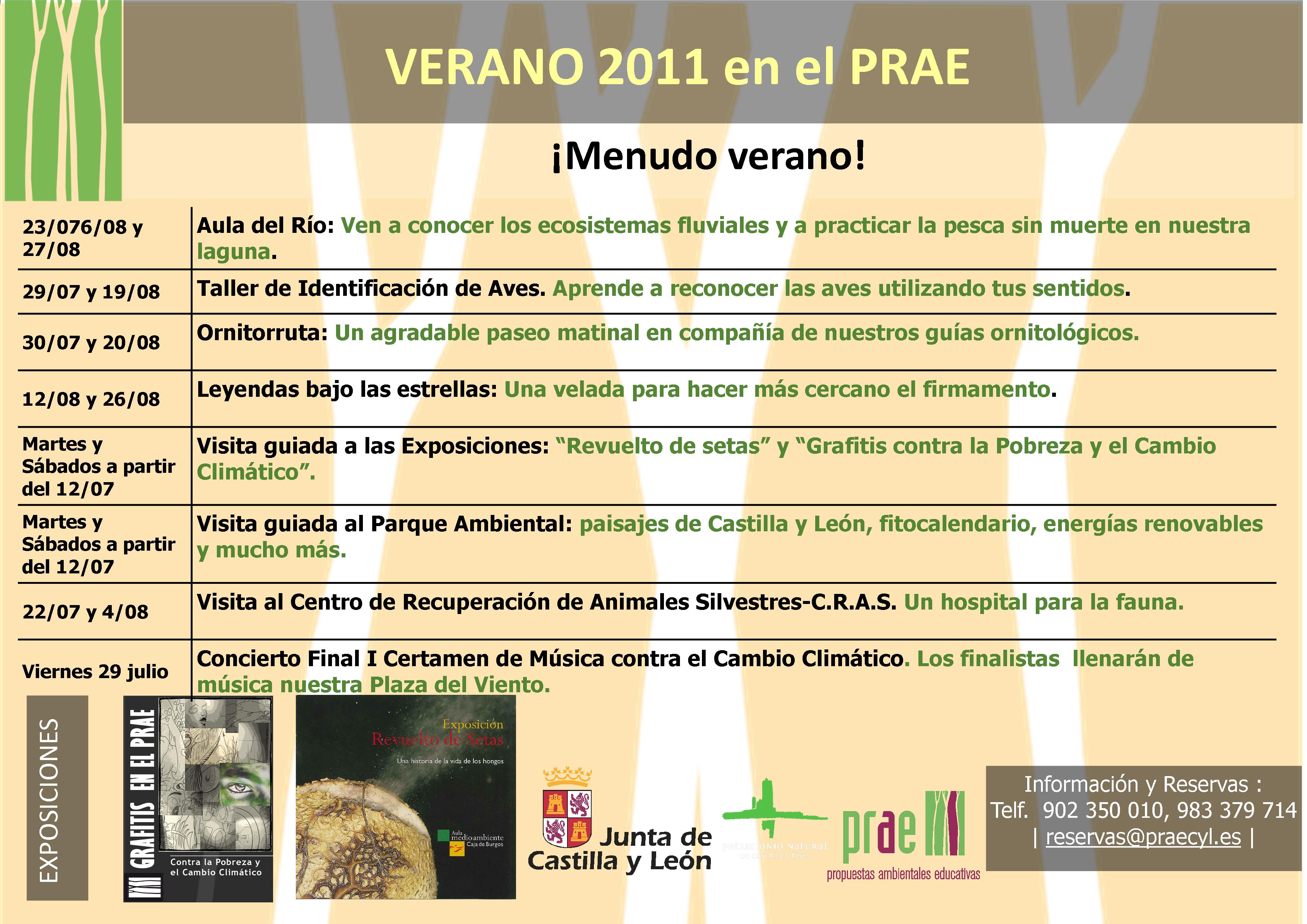 Cartel de Actividades Verano 2011 en el PRAE